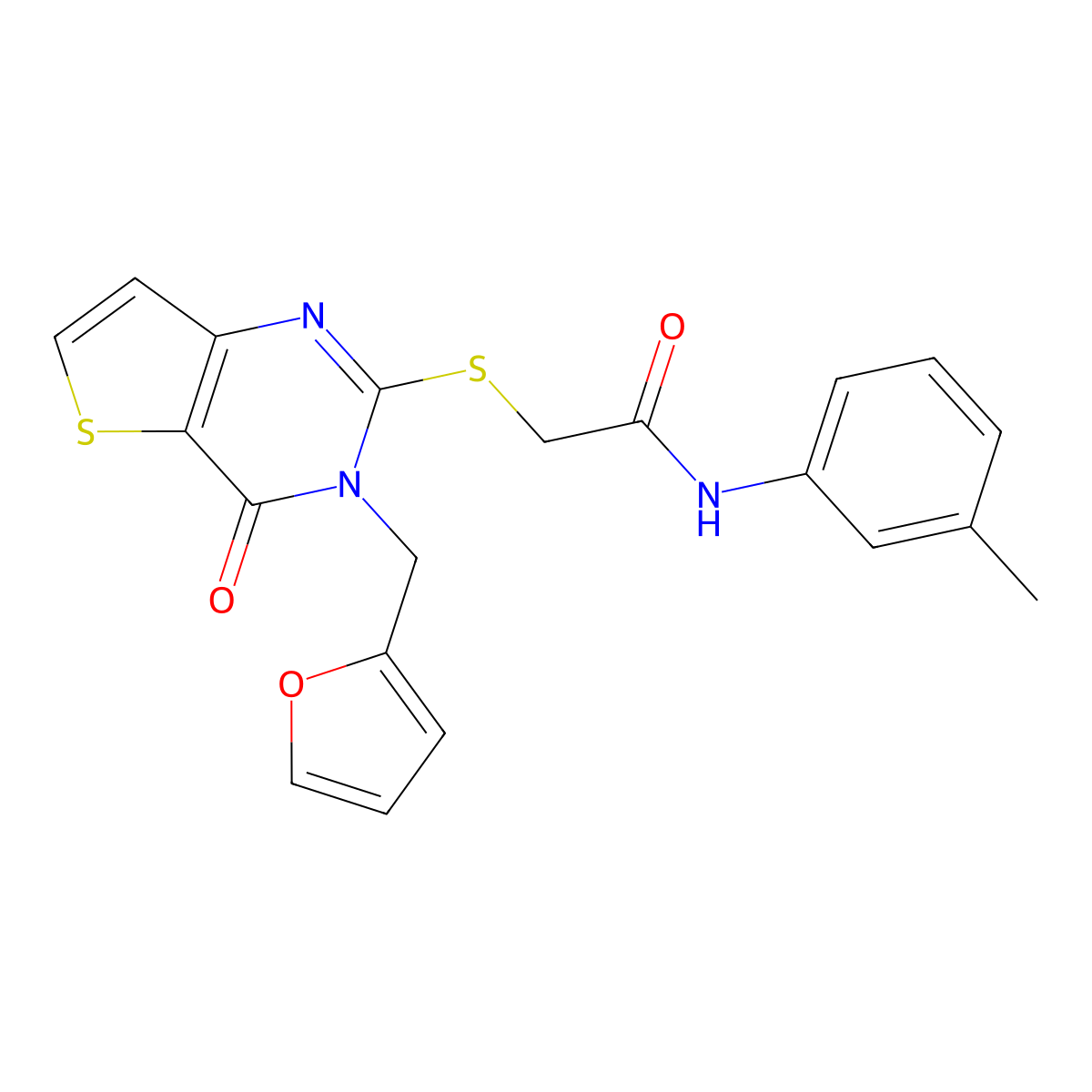 2-({3-[(furan-2-yl)methyl]-4-oxo-3H,4H-thieno[3,2-d]pyrimidin-2-yl}sulfanyl)-N-(3-methylphenyl)acetamide molecular structure, CAS 1326892-22-1