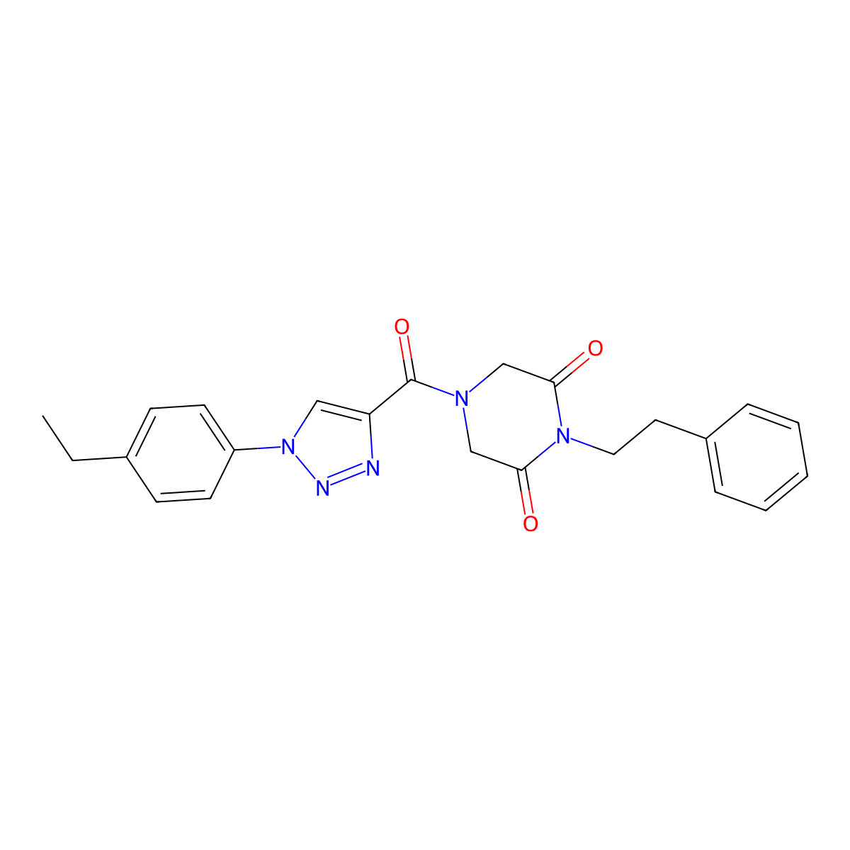 4-{[1-(4-ethylphenyl)-1H-1,2,3-triazol-4-yl]carbonyl}-1-(2-phenylethyl)piperazine-2,6-dione molecular structure, CAS 1326892-29-8
