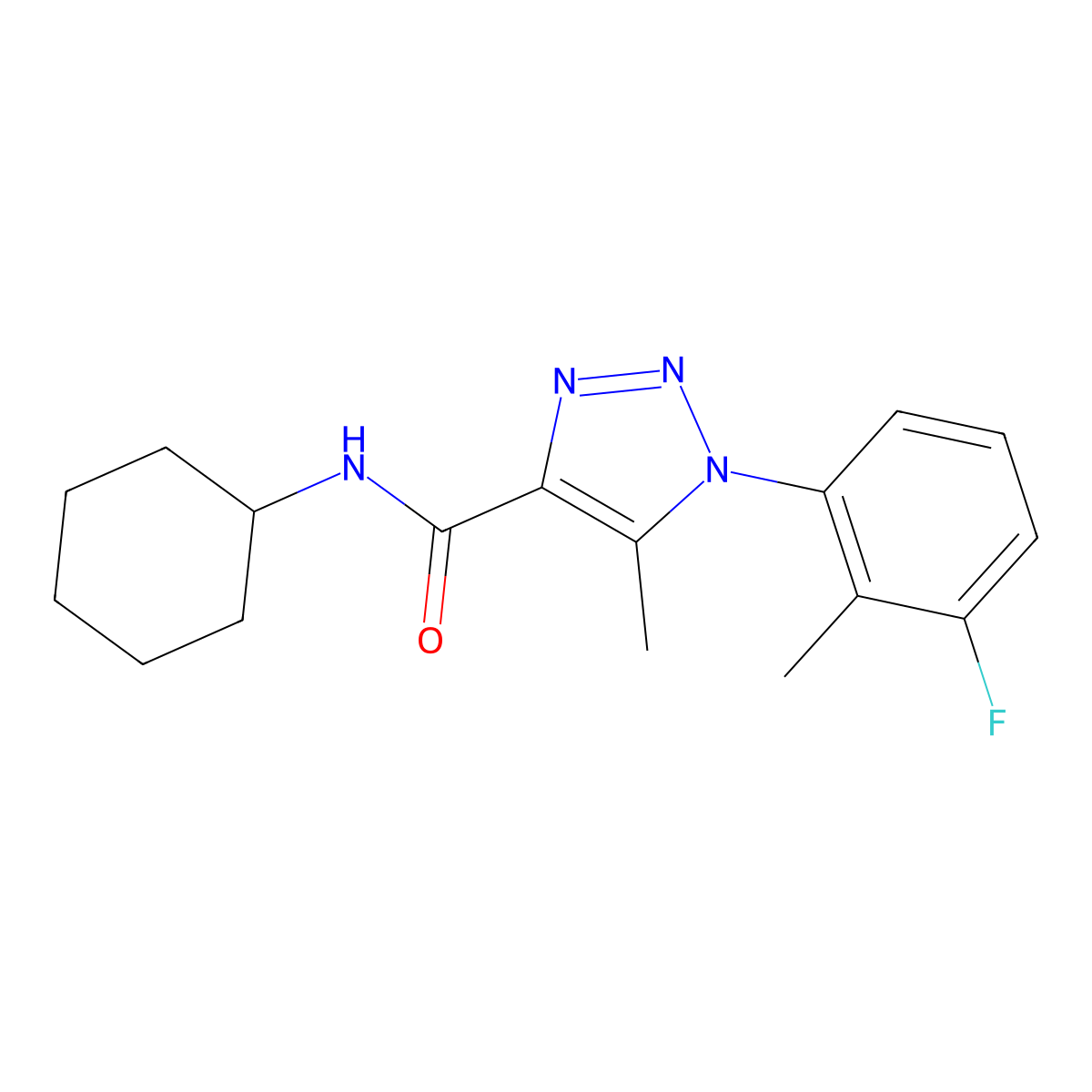N-cyclohexyl-1-(3-fluoro-2-methylphenyl)-5-methyl-1H-1,2,3-triazole-4-carboxamide molecular structure, CAS 1326892-95-8