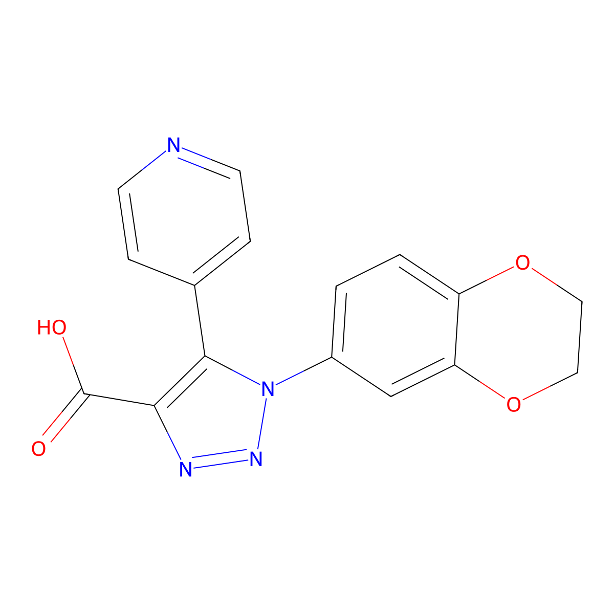 1-(2,3-dihydro-1,4-benzodioxin-6-yl)-5-(pyridin-4-yl)-1H-1,2,3-triazole-4-carboxylic acid molecular structure, CAS 1326893-82-6