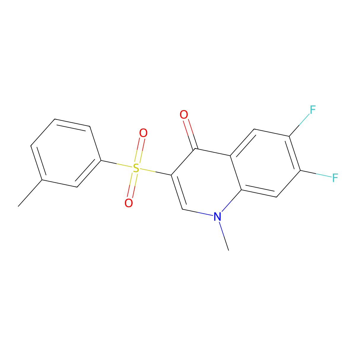 6,7-Difluoro-1-methyl-3-(m-tolylsulfonyl)quinolin-4(1H)-one molecular structure, CAS 1326894-33-0