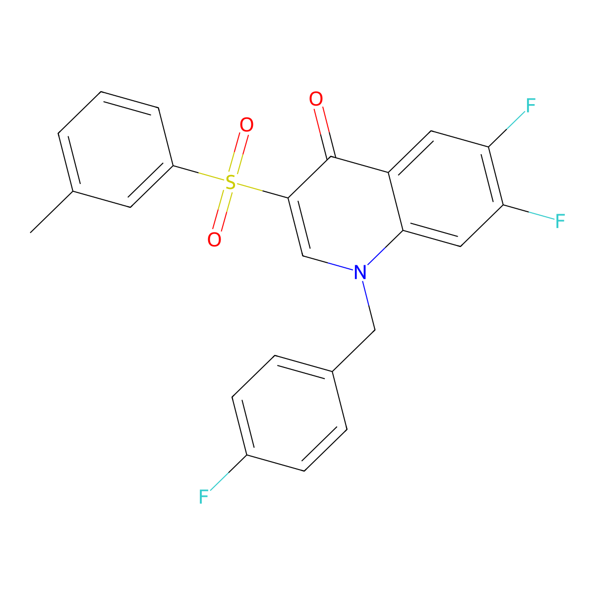 6,7-difluoro-1-(4-fluorobenzyl)-3-[(3-methylphenyl)sulfonyl]quinolin-4(1H)-one molecular structure, CAS 1326894-35-2