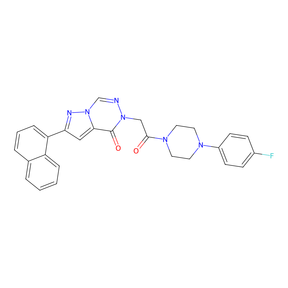 5-(2-(4-(4-fluorophenyl)piperazin-1-yl)-2-oxoethyl)-2-(naphthalen-1-yl)pyrazolo[1,5-d][1,2,4]triazin-4(5H)-one molecular structure, CAS 1326895-30-0