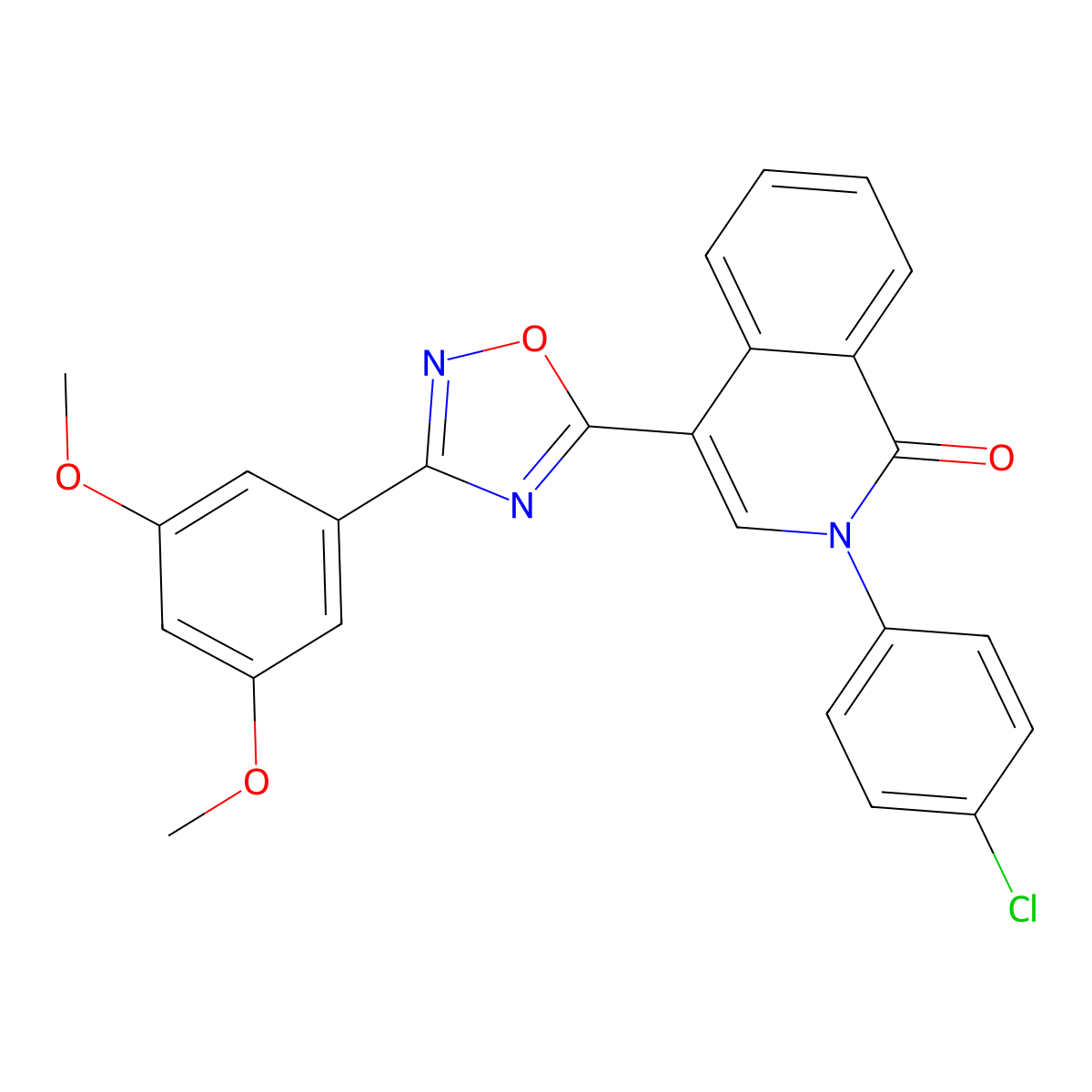 2-(4-chlorophenyl)-4-[3-(3,5-dimethoxyphenyl)-1,2,4-oxadiazol-5-yl]isoquinolin-1(2H)-one molecular structure, CAS 1326895-40-2