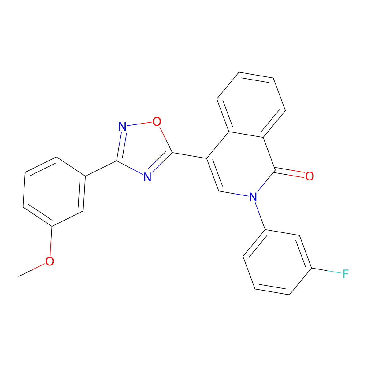 2-(3-Fluorophenyl)-4-[3-(3-methoxyphenyl)-1,2,4-oxadiazol-5-yl]-1,2-dihydroisoquinolin-1-one molecular structure, CAS 1326895-41-3