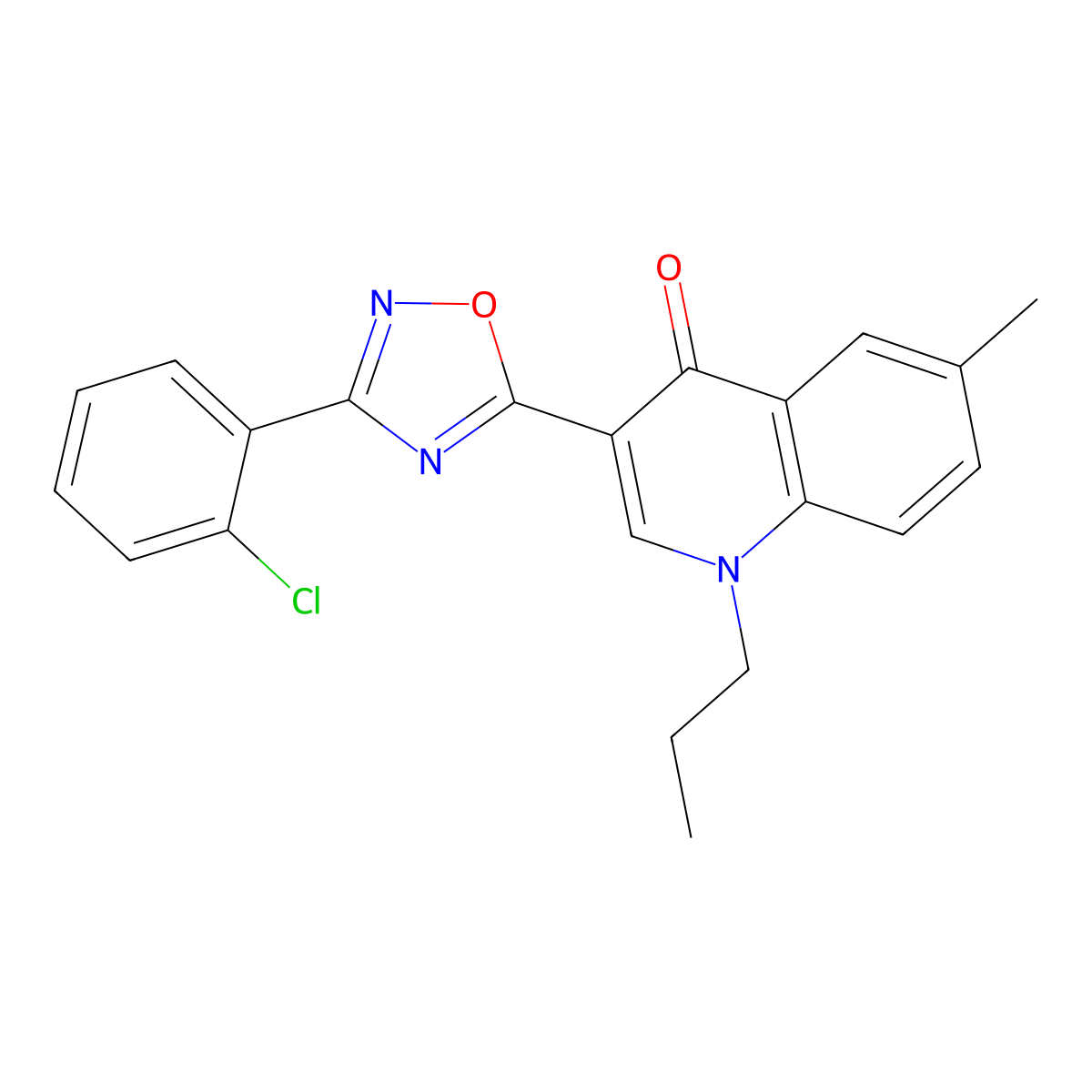 3-[3-(2-chlorophenyl)-1,2,4-oxadiazol-5-yl]-6-methyl-1-propylquinolin-4(1H)-one molecular structure, CAS 1326895-45-7