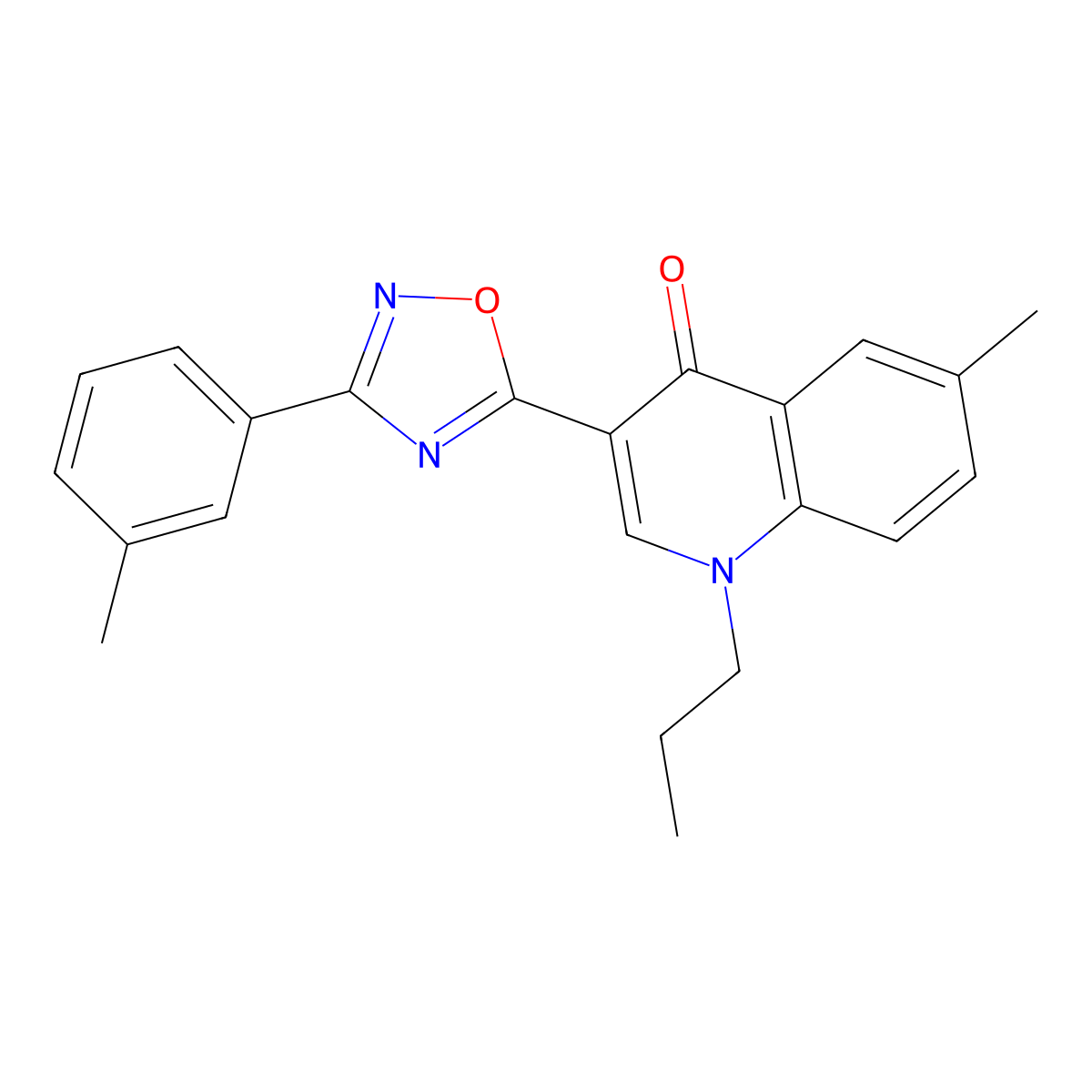 6-methyl-1-propyl-3-(3-(m-tolyl)-1,2,4-oxadiazol-5-yl)quinolin-4(1H)-one molecular structure, CAS 1326895-48-0