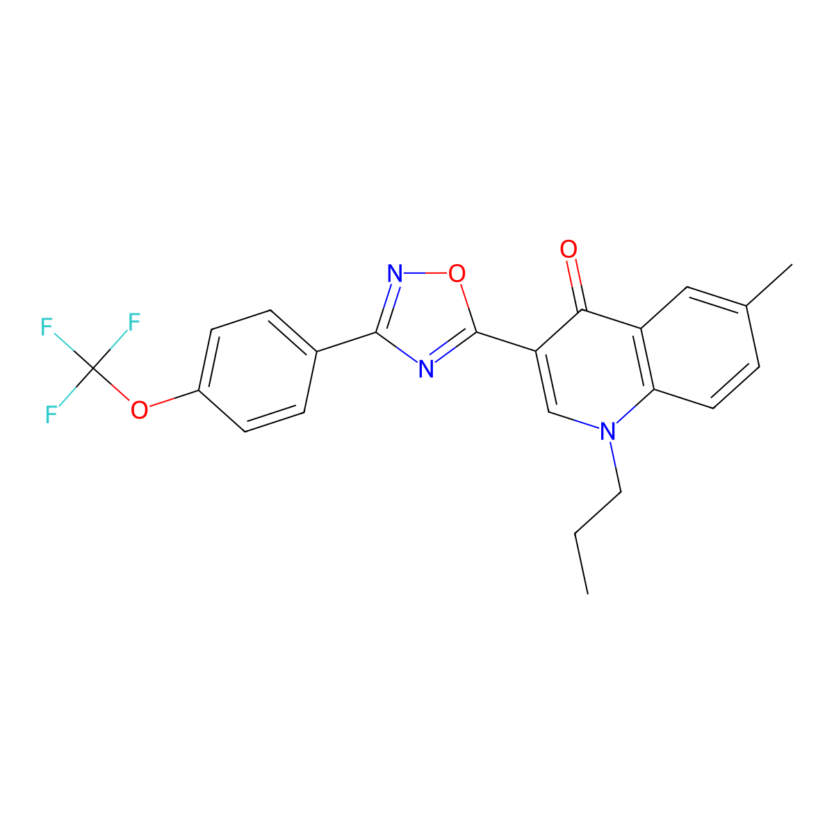6-methyl-1-propyl-3-{3-[4-(trifluoromethoxy)phenyl]-1,2,4-oxadiazol-5-yl}quinolin-4(1H)-one molecular structure, CAS 1326895-52-6