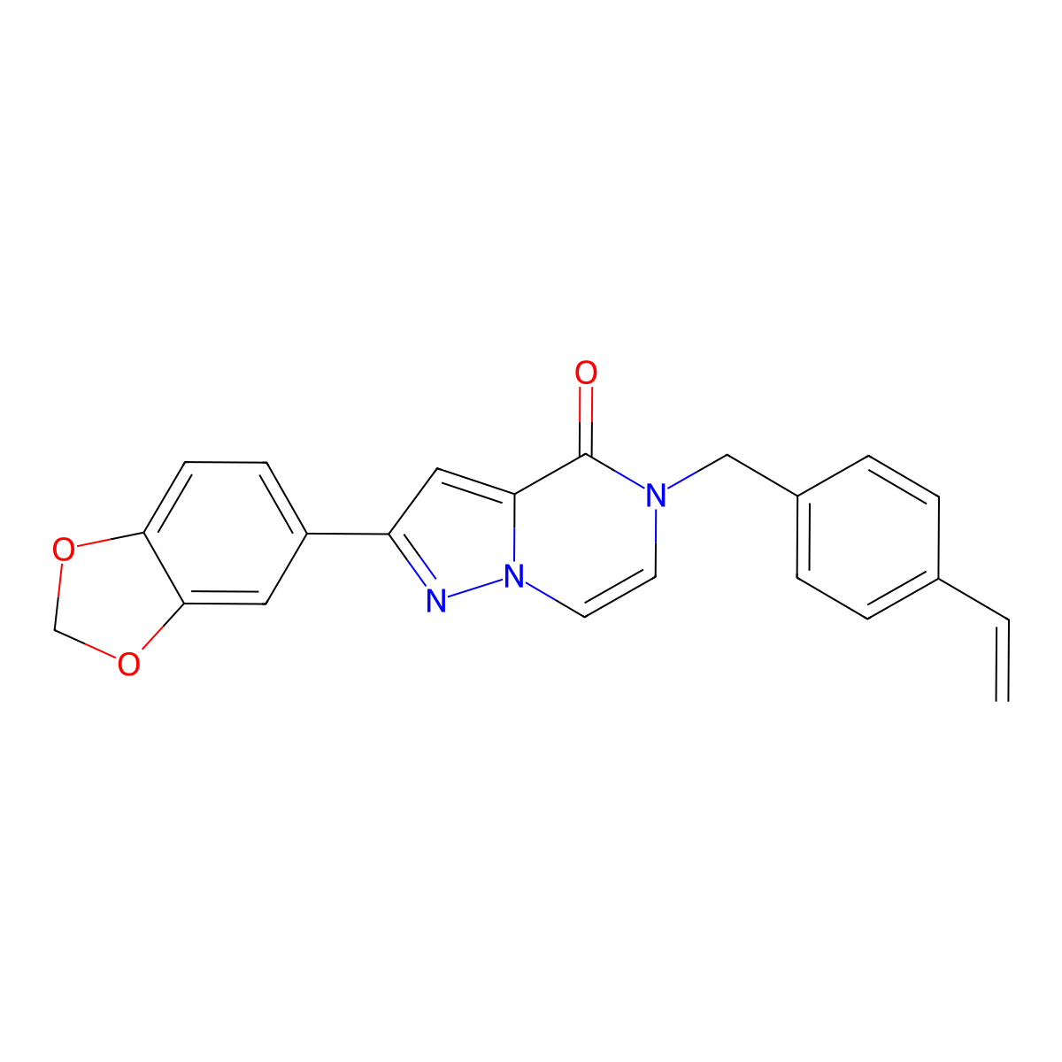 2-(2H-1,3-benzodioxol-5-yl)-5-[(4-ethenylphenyl)methyl]-4H,5H-pyrazolo[1,5-a]pyrazin-4-one molecular structure, CAS 1326895-58-2