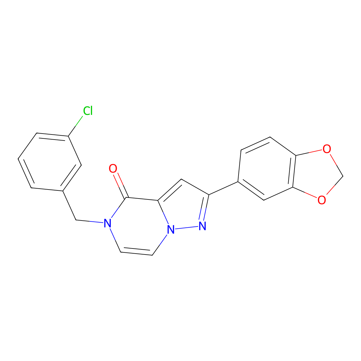 2-(1,3-benzodioxol-5-yl)-5-(3-chlorobenzyl)pyrazolo[1,5-a]pyrazin-4(5H)-one molecular structure, CAS 1326895-60-6