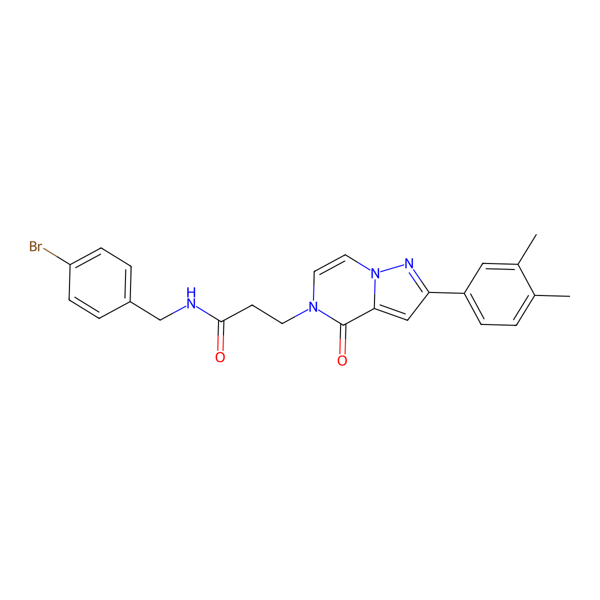 N-(4-bromobenzyl)-3-[2-(3,4-dimethylphenyl)-4-oxopyrazolo[1,5-a]pyrazin-5(4H)-yl]propanamide molecular structure, CAS 1326895-74-2