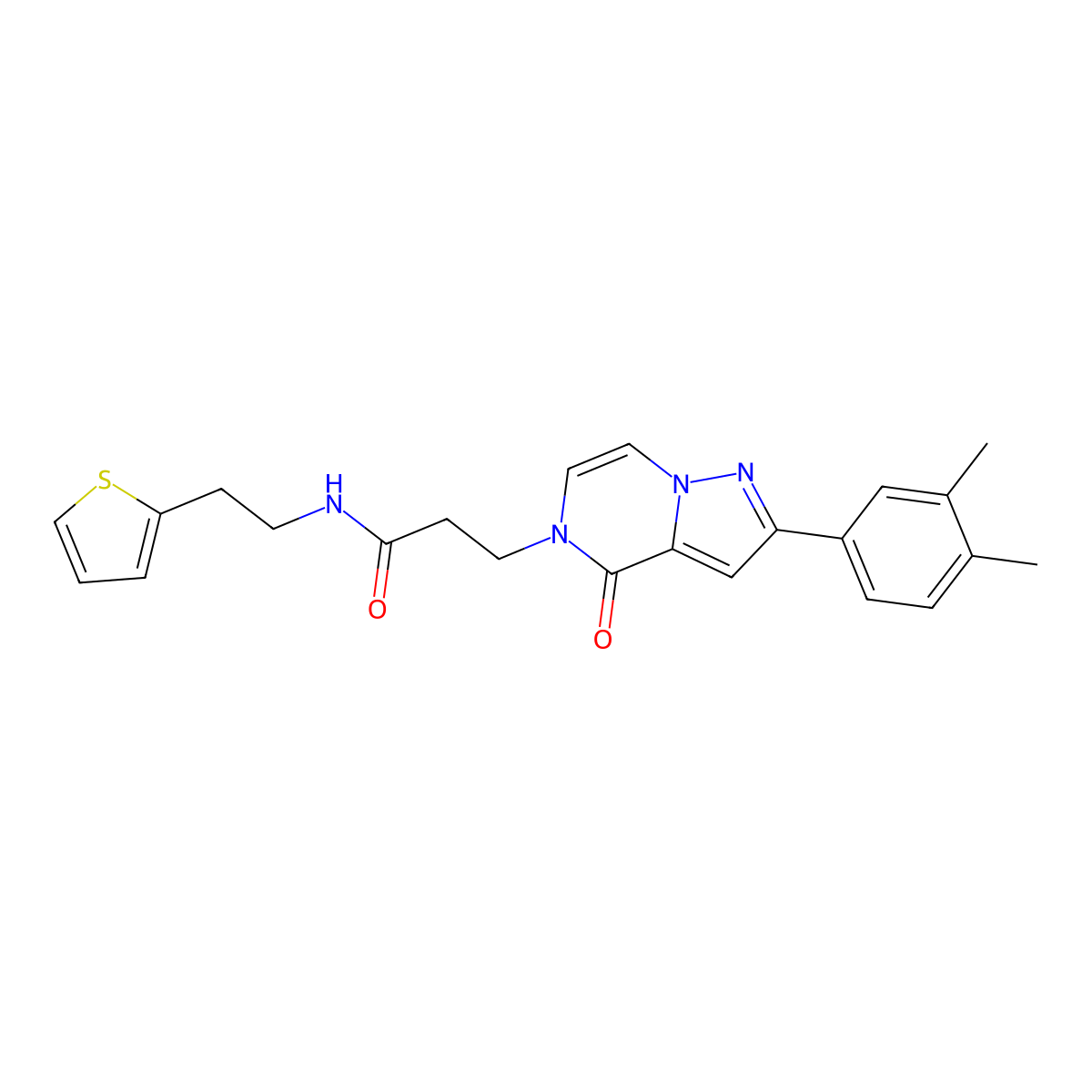 3-[2-(3,4-dimethylphenyl)-4-oxo-4H,5H-pyrazolo[1,5-a]pyrazin-5-yl]-N-[2-(thiophen-2-yl)ethyl]propanamide molecular structure, CAS 1326895-75-3