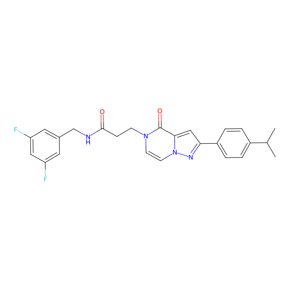 N-(3,5-difluorobenzyl)-3-{4-oxo-2-[4-(propan-2-yl)phenyl]pyrazolo[1,5-a]pyrazin-5(4H)-yl}propanamide molecular structure, CAS 1326895-80-0