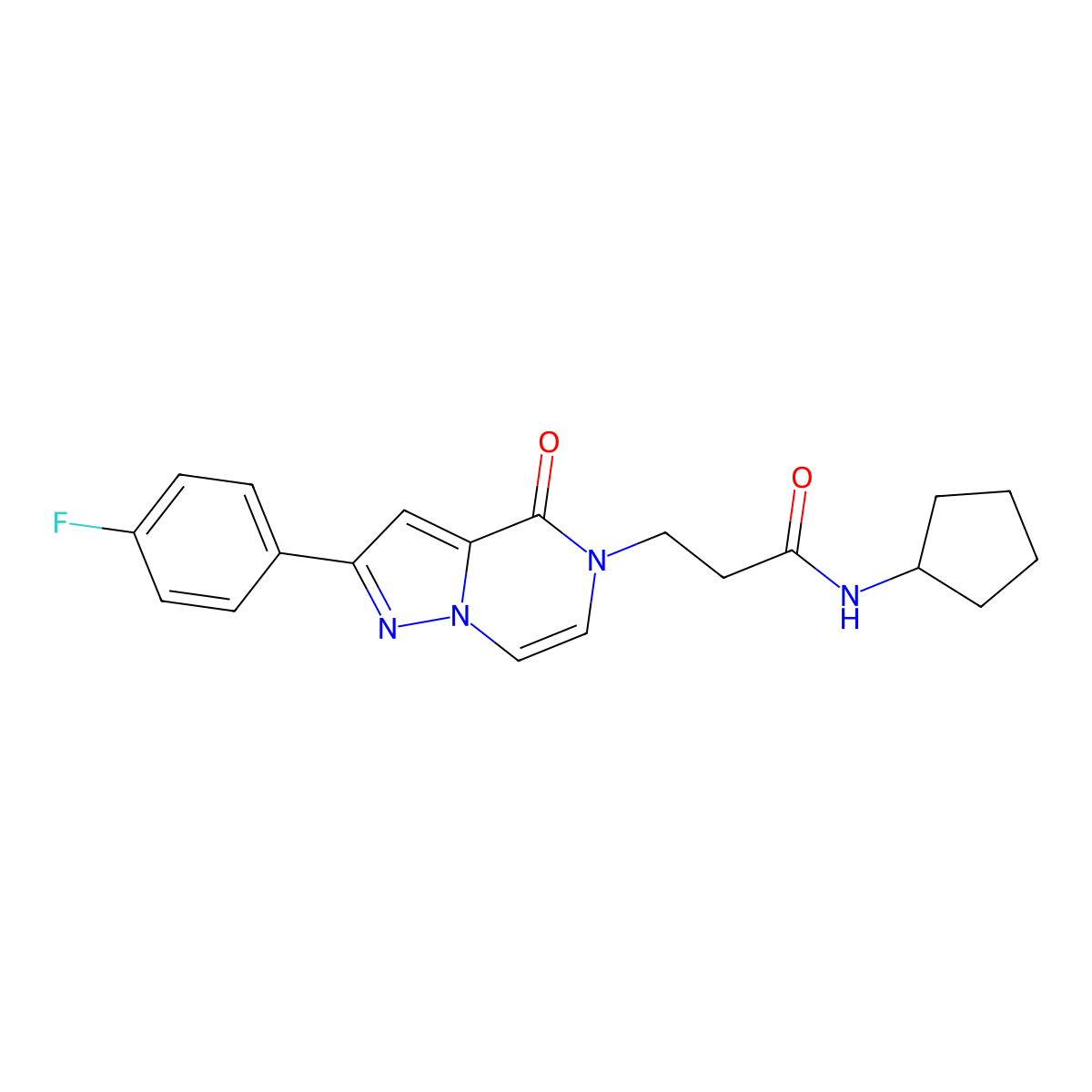 N-cyclopentyl-3-[2-(4-fluorophenyl)-4-oxo-4H,5H-pyrazolo[1,5-a]pyrazin-5-yl]propanamide molecular structure, CAS 1326895-83-3