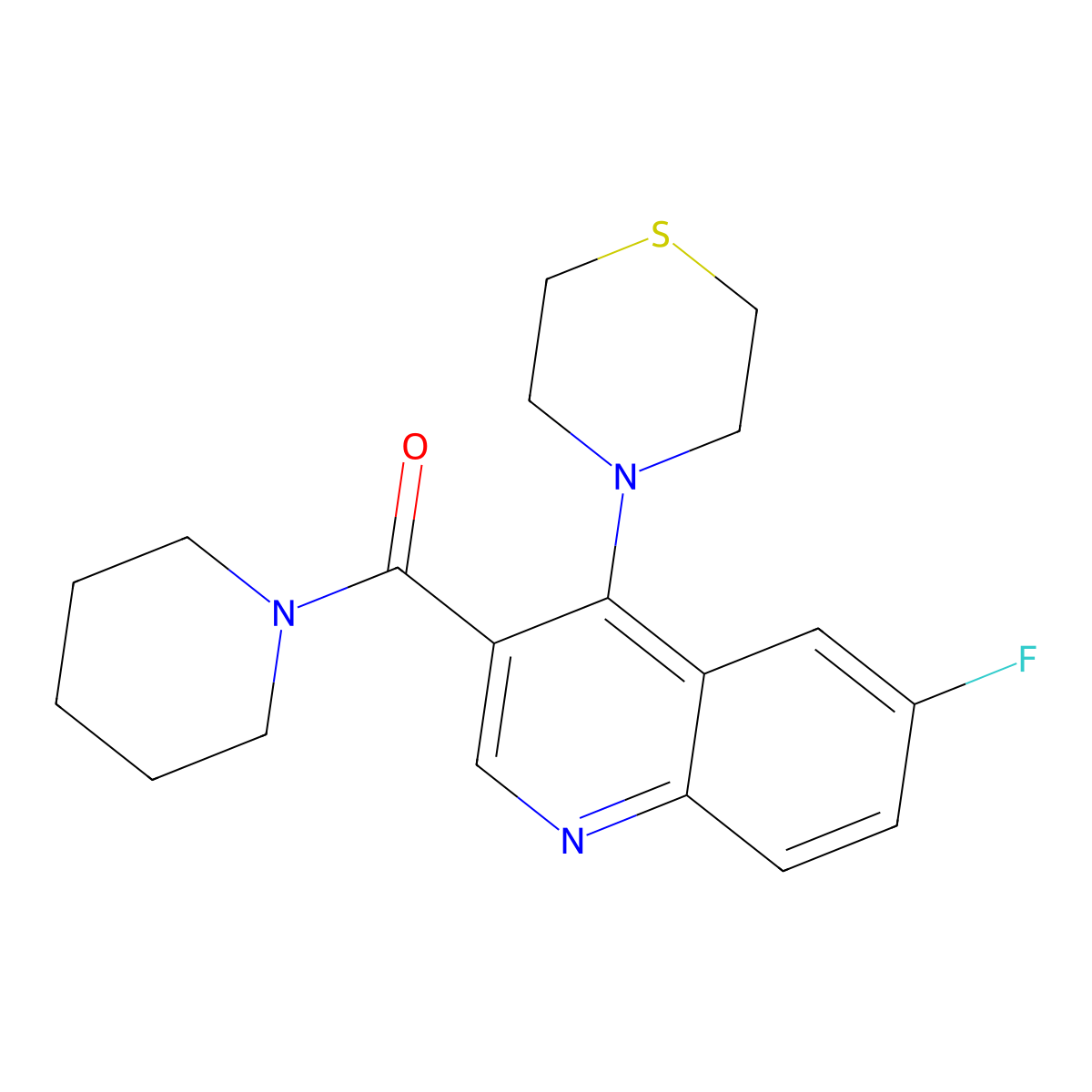 [6-Fluoro-4-(thiomorpholin-4-yl)quinolin-3-yl](piperidin-1-yl)methanone molecular structure, CAS 1326895-90-2