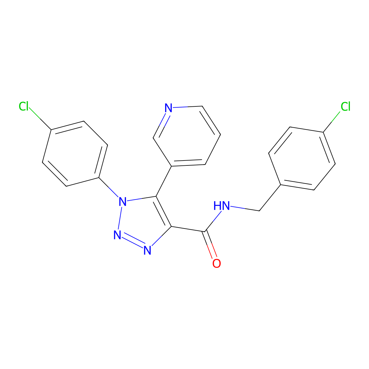 N-(4-chlorobenzyl)-1-(4-chlorophenyl)-5-(pyridin-3-yl)-1H-1,2,3-triazole-4-carboxamide molecular structure, CAS 1326896-23-4