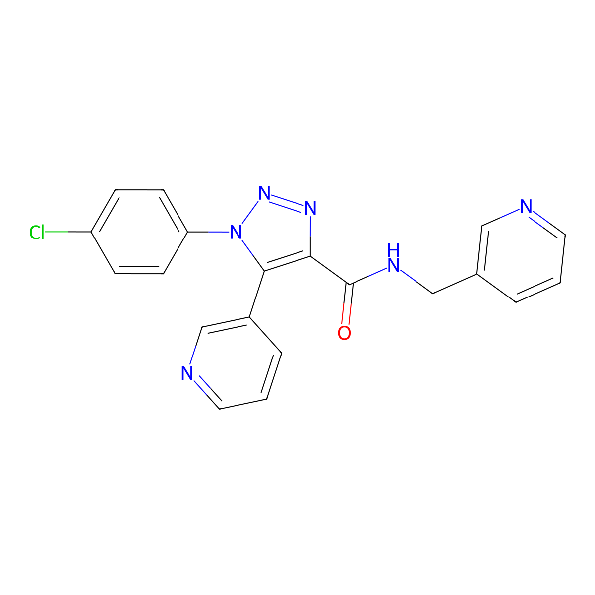 1-(4-chlorophenyl)-5-(pyridin-3-yl)-N-(pyridin-3-ylmethyl)-1H-1,2,3-triazole-4-carboxamide molecular structure, CAS 1326896-27-8