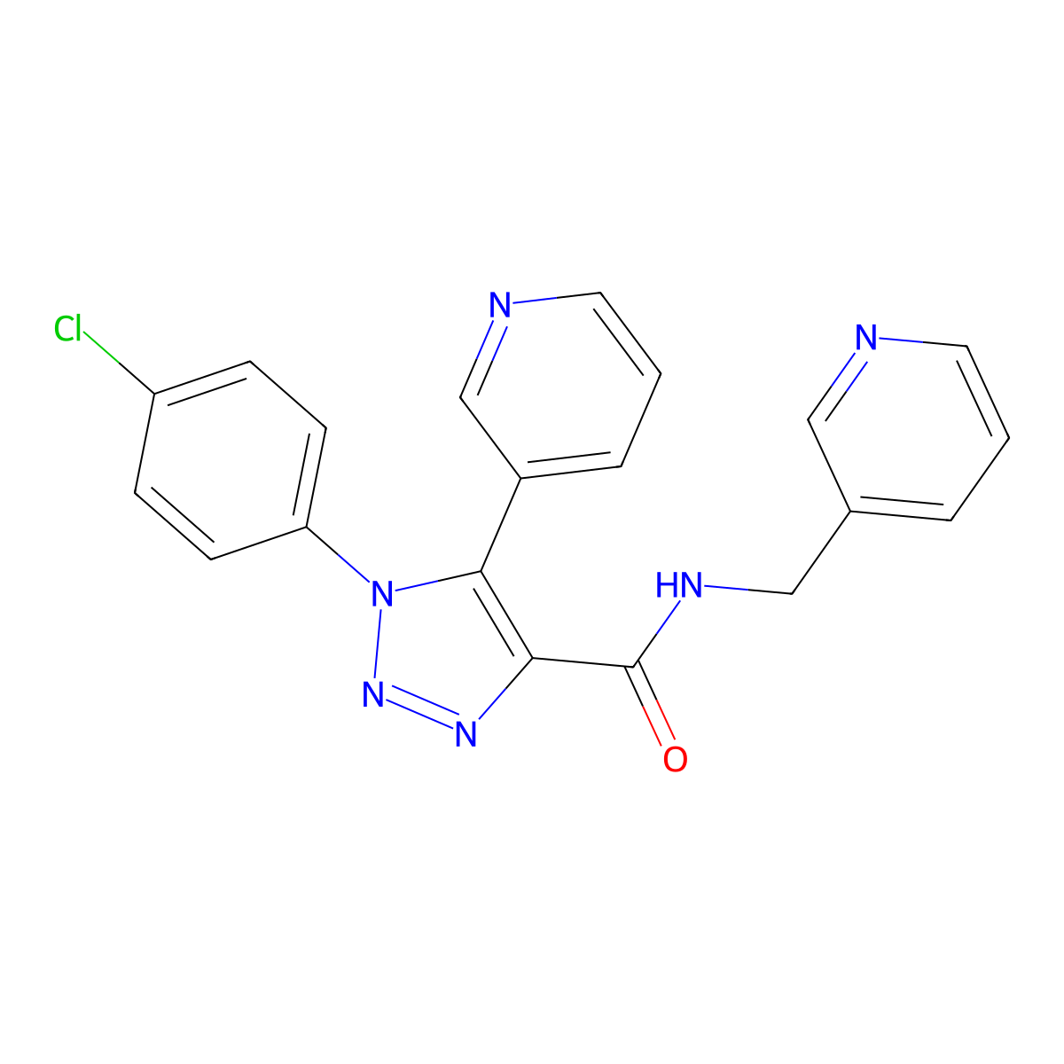 1-(4-chlorophenyl)-5-(pyridin-3-yl)-N-(pyridin-3-ylmethyl)-1H-1,2,3-triazole-4-carboxamide molecular structure, CAS 1326896-27-8