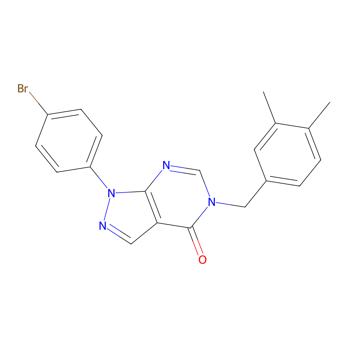 1-(4-bromophenyl)-5-(3,4-dimethylbenzyl)-1,5-dihydro-4H-pyrazolo[3,4-d]pyrimidin-4-one molecular structure, CAS 1326897-38-4