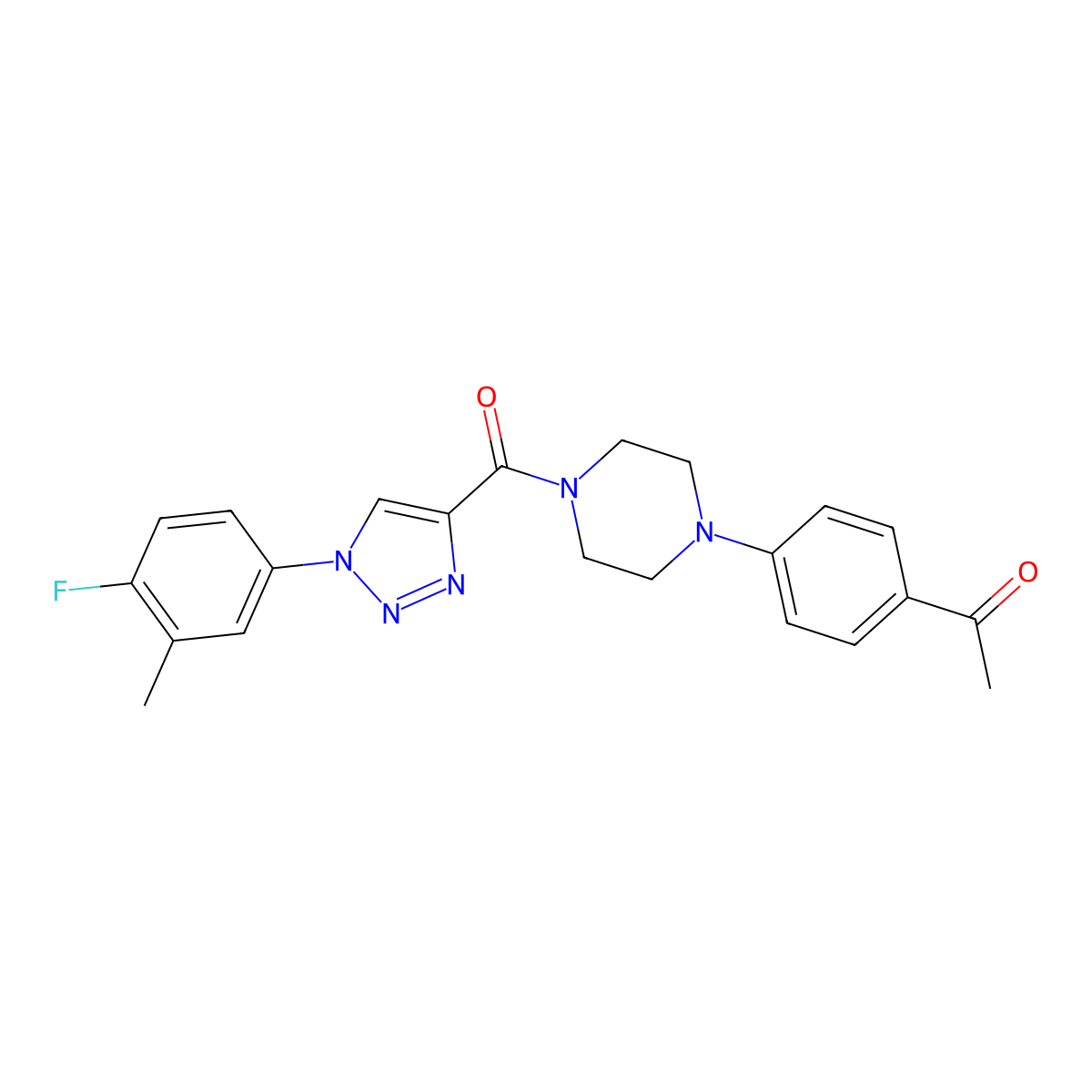 1-[4-(4-{[1-(4-fluoro-3-methylphenyl)-1H-1,2,3-triazol-4-yl]carbonyl}piperazin-1-yl)phenyl]ethanone molecular structure, CAS 1326897-50-0