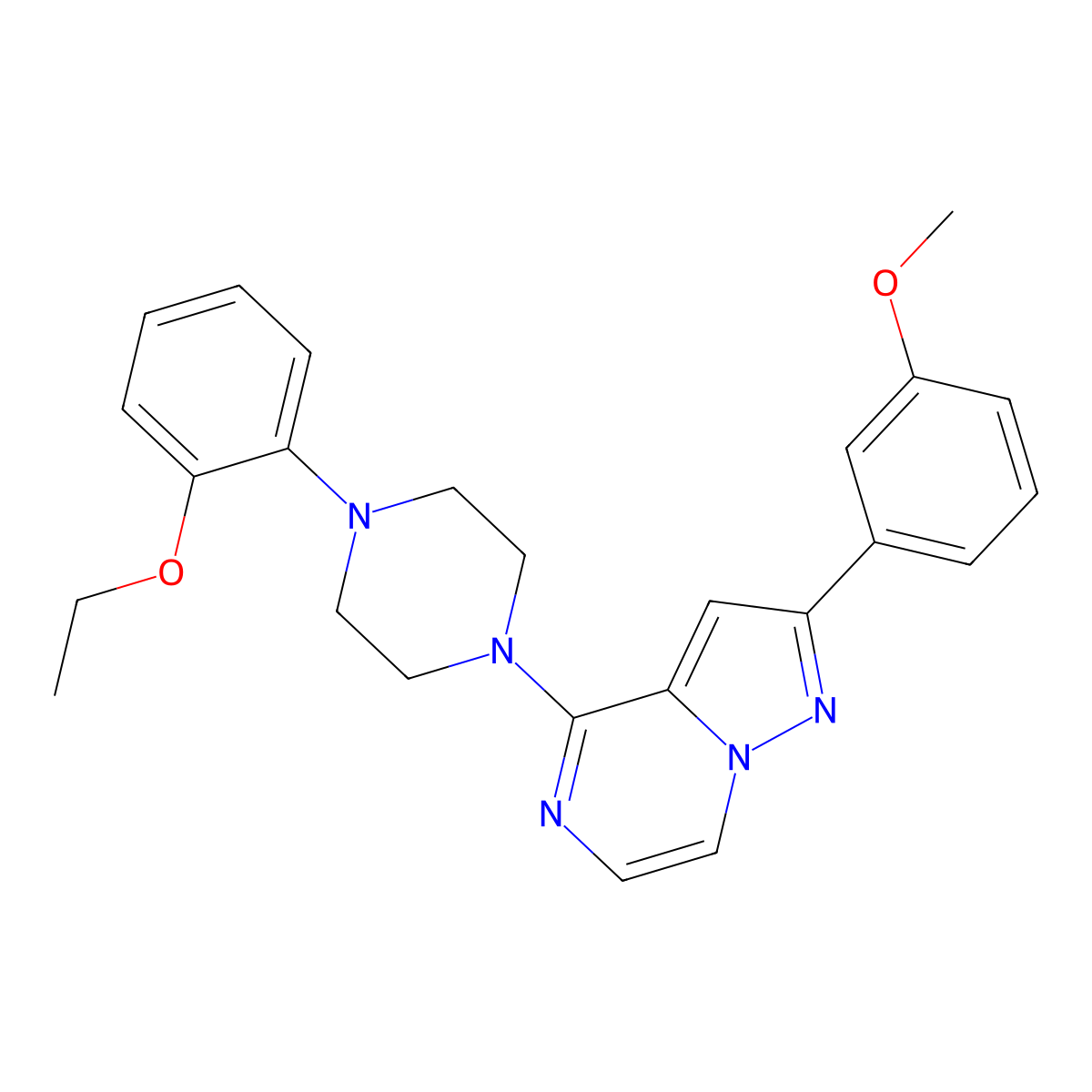 4-(4-(2-Ethoxyphenyl)piperazin-1-yl)-2-(3-methoxyphenyl)pyrazolo[1,5-a]pyrazine molecular structure, CAS 1326897-51-1