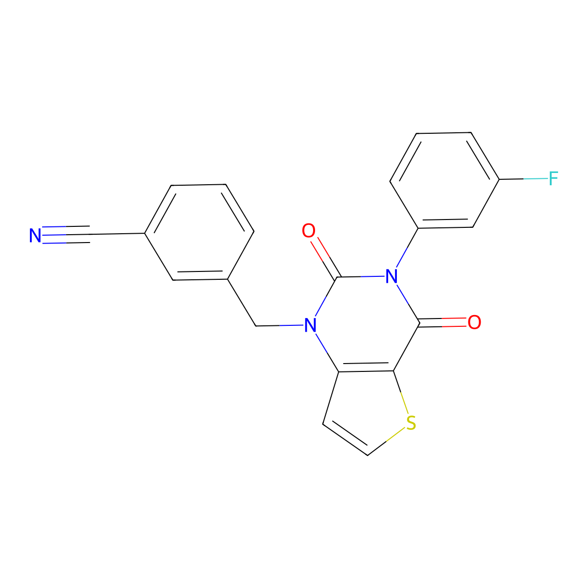 3-{[3-(3-fluorophenyl)-2,4-dioxo-3,4-dihydrothieno[3,2-d]pyrimidin-1(2H)-yl]methyl}benzonitrile molecular structure, CAS 1326898-00-3