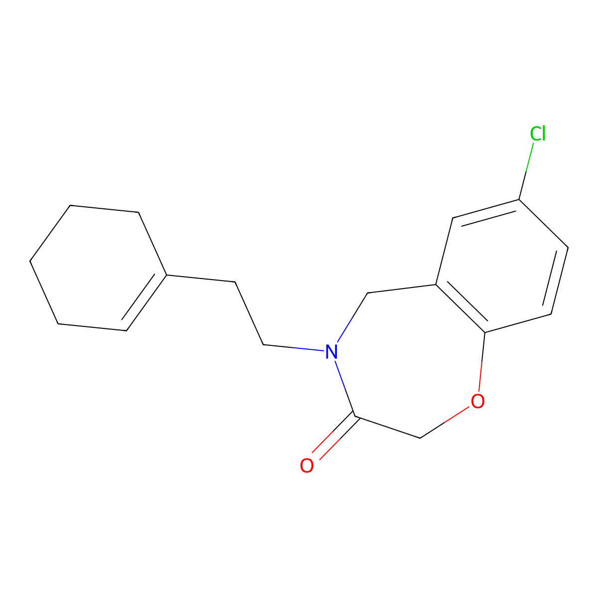 7-chloro-4-(2-cyclohex-1-en-1-ylethyl)-4,5-dihydro-1,4-benzoxazepin-3(2H)-one molecular structure, CAS 1326898-03-6