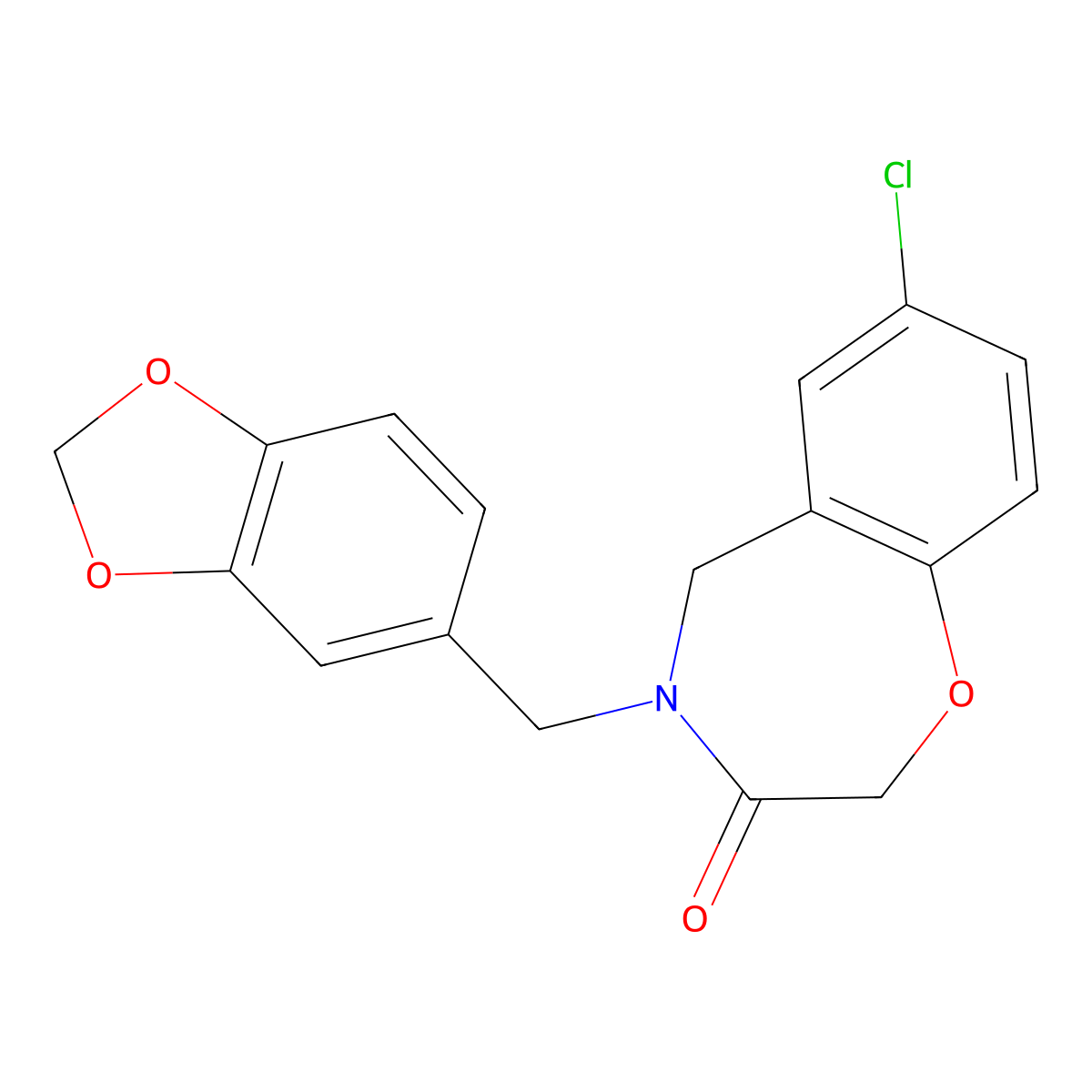 4-(1,3-benzodioxol-5-ylmethyl)-7-chloro-4,5-dihydro-1,4-benzoxazepin-3(2H)-one molecular structure, CAS 1326898-06-9