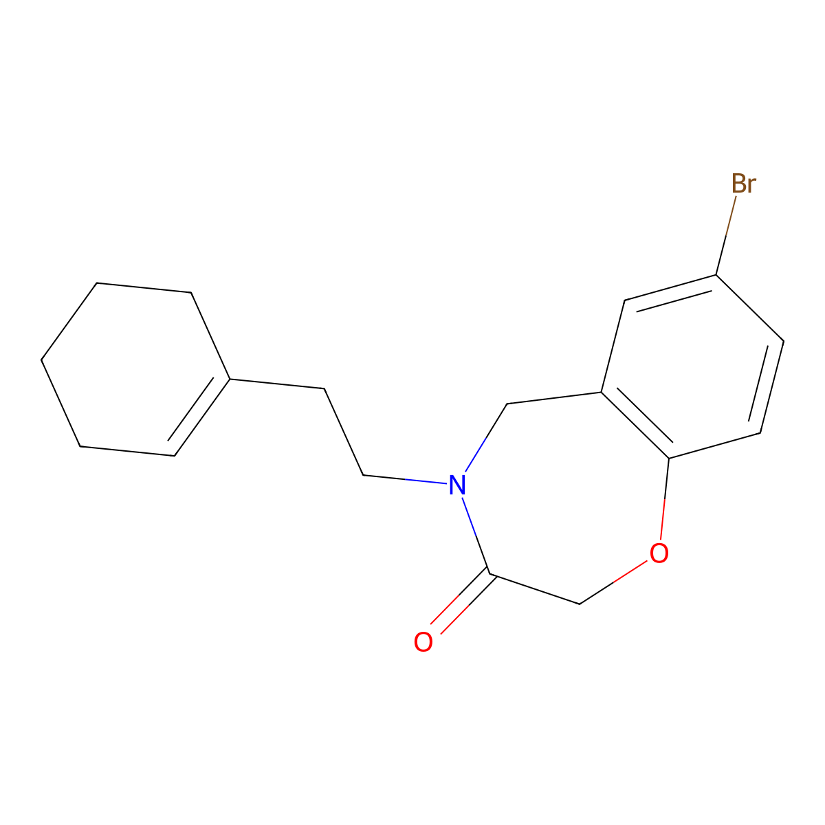 7-bromo-4-(2-cyclohex-1-en-1-ylethyl)-4,5-dihydro-1,4-benzoxazepin-3(2H)-one molecular structure, CAS 1326898-15-0