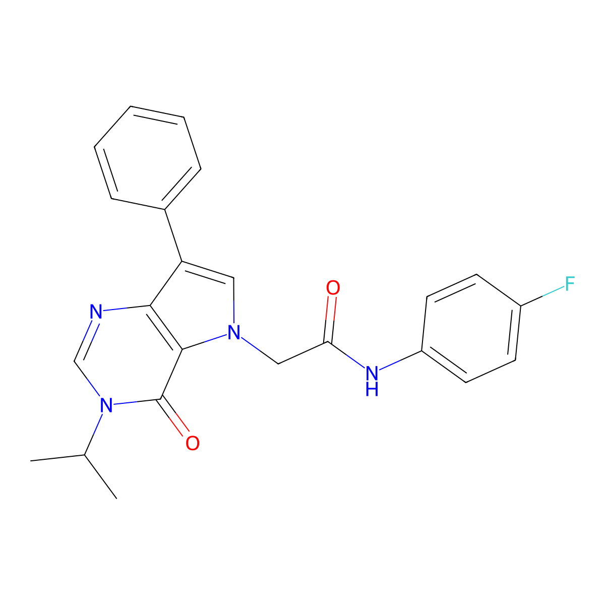 N-(4-fluorophenyl)-2-(4-oxo-7-phenyl-3-propan-2-ylpyrrolo[3,2-d]pyrimidin-5-yl)acetamide molecular structure, CAS 1326898-68-3