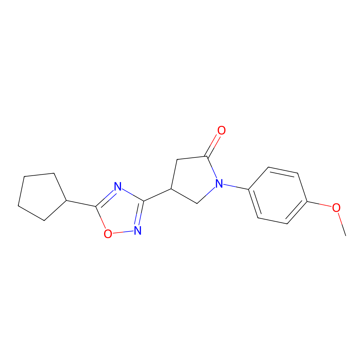 4-(5-Cyclopentyl-1,2,4-oxadiazol-3-yl)-1-(4-methoxyphenyl)pyrrolidin-2-one molecular structure, CAS 1326898-70-7