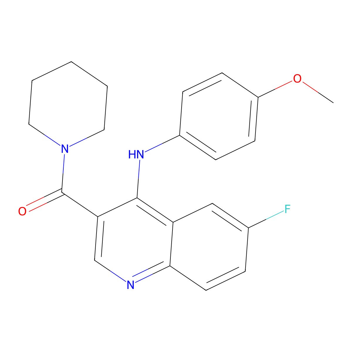 6-Fluoro-N-(4-methoxyphenyl)-3-(piperidine-1-carbonyl)quinolin-4-amine molecular structure, CAS 1326899-31-3