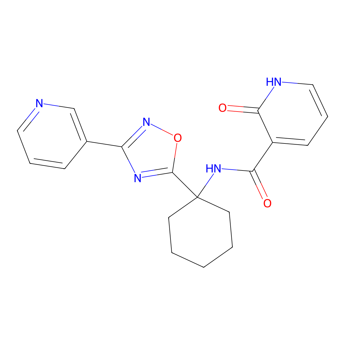 2-hydroxy-N-{1-[3-(pyridin-3-yl)-1,2,4-oxadiazol-5-yl]cyclohexyl}pyridine-3-carboxamide molecular structure, CAS 1326899-64-2