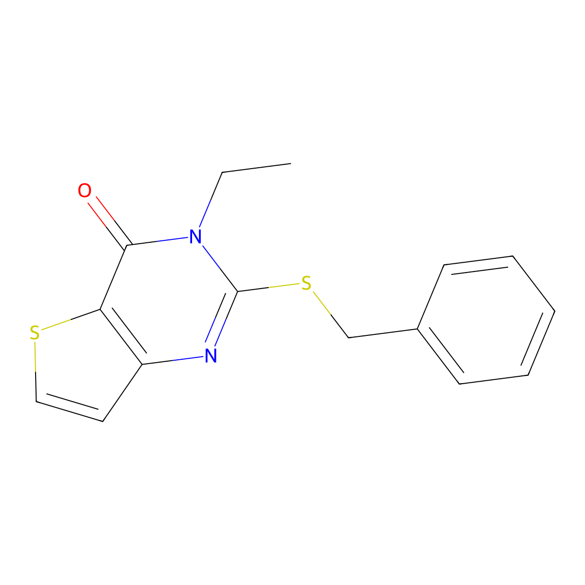 2-(benzylthio)-3-ethylthieno[3,2-d]pyrimidin-4(3H)-one molecular structure, CAS 1326899-68-6