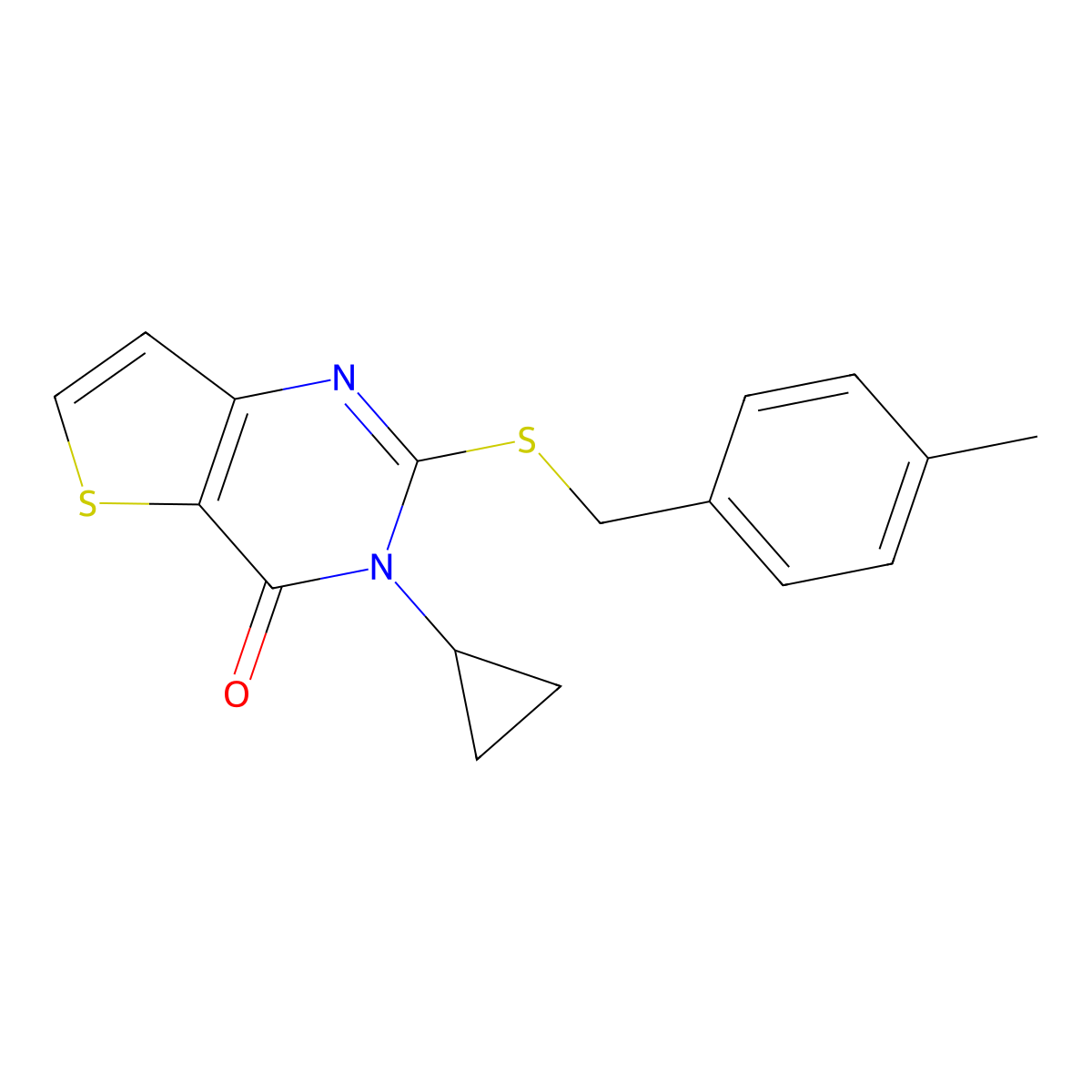 3-cyclopropyl-2-[(4-methylbenzyl)sulfanyl]thieno[3,2-d]pyrimidin-4(3H)-one molecular structure, CAS 1326899-85-7