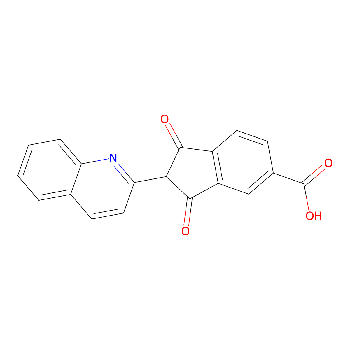 2,3-Dihydro-1,3-dioxo-2-(2-quinolinyl)-1H-indene-5-carboxylic acid molecular structure, CAS 13269-92-6