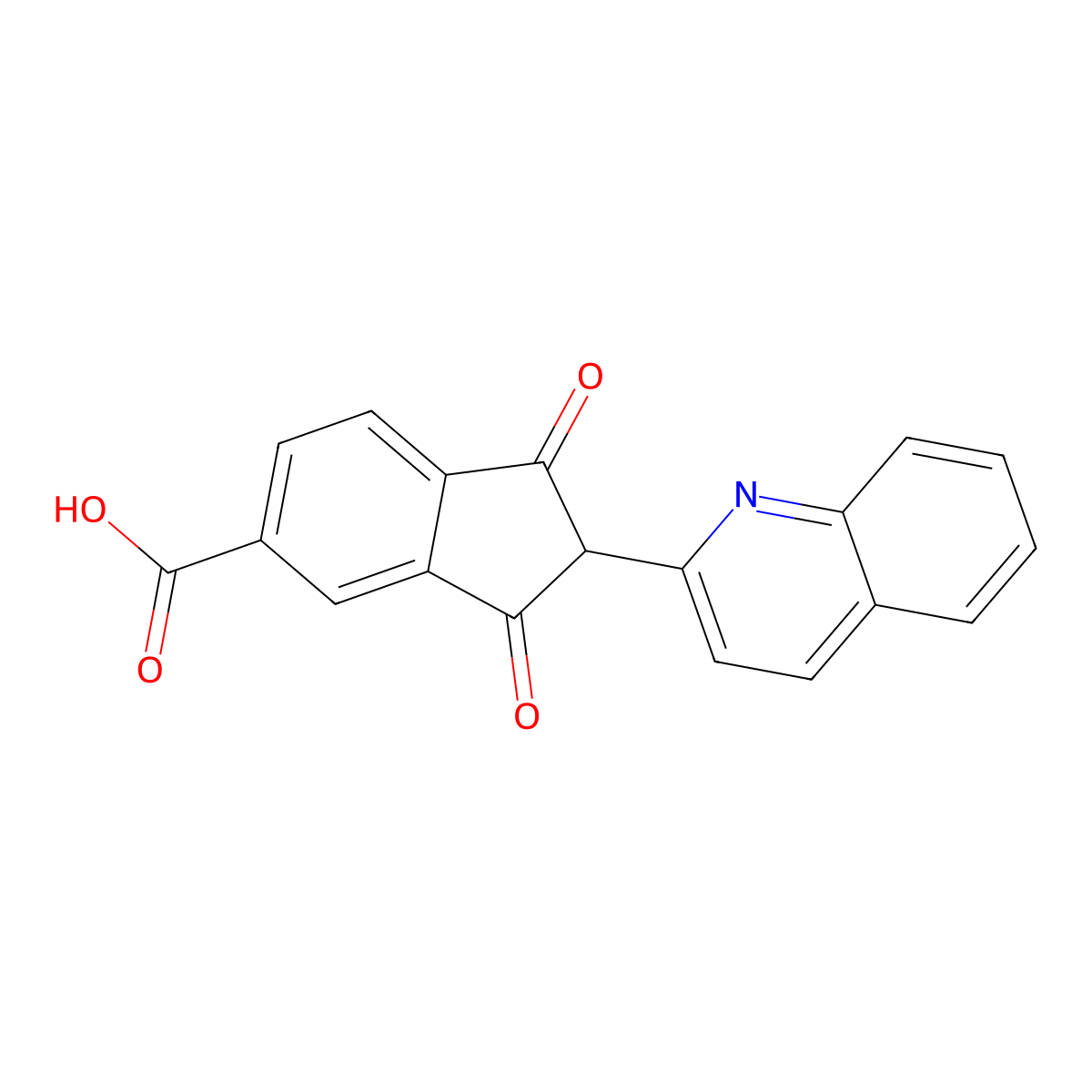 2,3-Dihydro-1,3-dioxo-2-(2-quinolinyl)-1H-indene-5-carboxylic acid molecular structure, CAS 13269-92-6