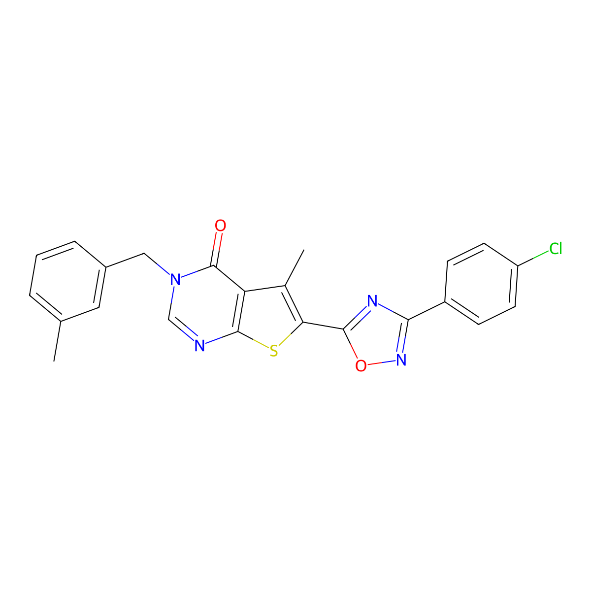 6-(3-(4-chlorophenyl)-1,2,4-oxadiazol-5-yl)-5-methyl-3-(3-methylbenzyl)thieno[2,3-d]pyrimidin-4(3H)-one molecular structure, CAS 1326900-11-1