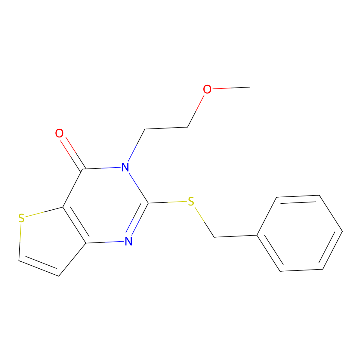 2-(benzylsulfanyl)-3-(2-methoxyethyl)thieno[3,2-d]pyrimidin-4(3H)-one molecular structure, CAS 1326900-13-3