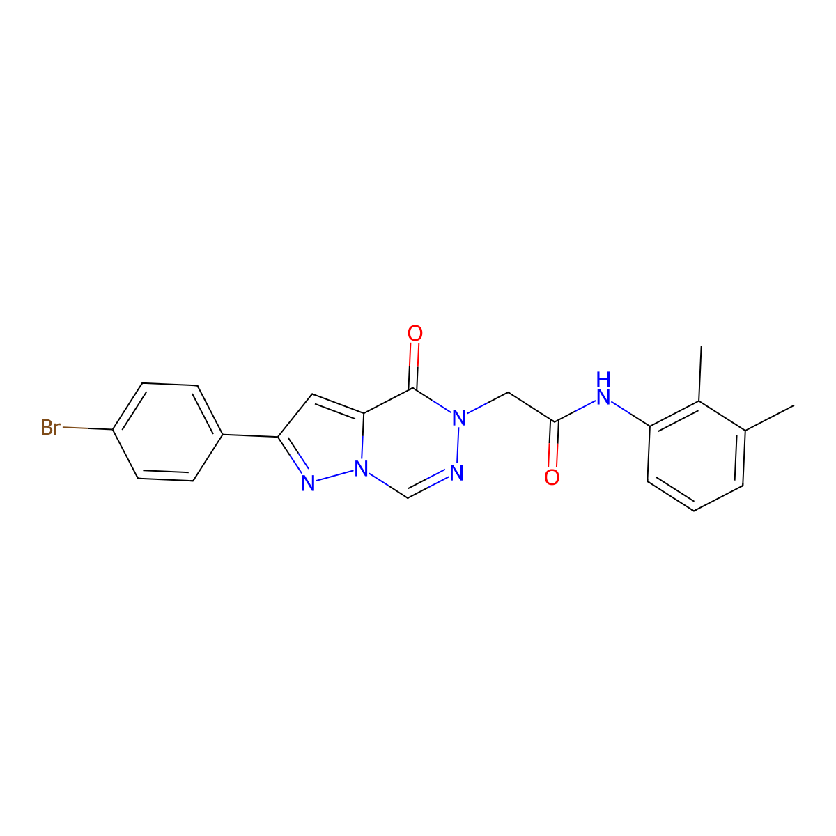 2-[2-(4-bromophenyl)-4-oxo-4H,5H-pyrazolo[1,5-d][1,2,4]triazin-5-yl]-N-(2,3-dimethylphenyl)acetamide molecular structure, CAS 1326900-34-8