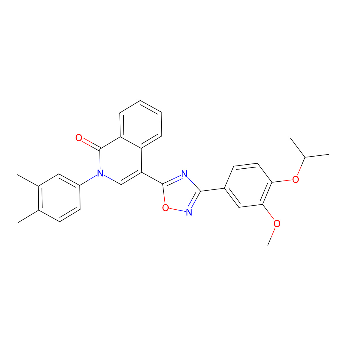 2-(3,4-dimethylphenyl)-4-(3-(4-isopropoxy-3-methoxyphenyl)-1,2,4-oxadiazol-5-yl)isoquinolin-1(2H)-one molecular structure, CAS 1326900-86-0