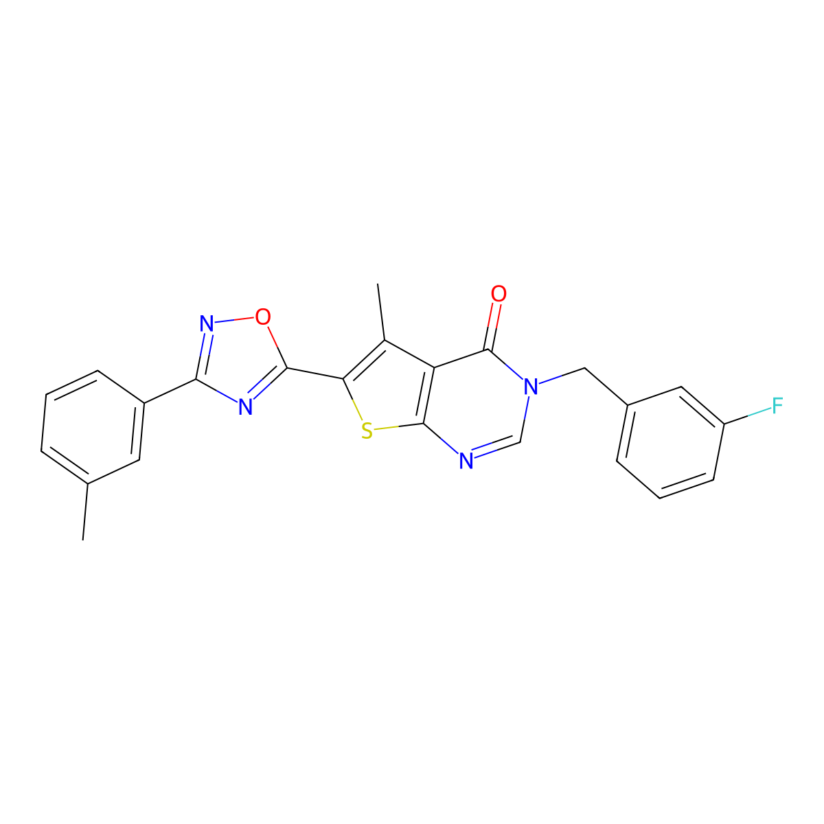 3-(3-fluorobenzyl)-5-methyl-6-[3-(3-methylphenyl)-1,2,4-oxadiazol-5-yl]thieno[2,3-d]pyrimidin-4(3H)-one molecular structure, CAS 1326900-92-8