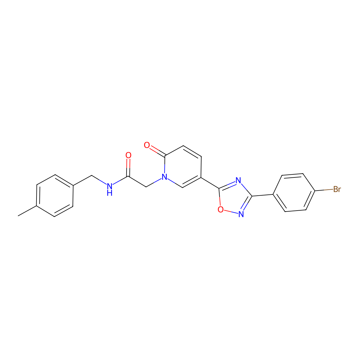 2-(5-(3-(4-bromophenyl)-1,2,4-oxadiazol-5-yl)-2-oxopyridin-1(2H)-yl)-N-(4-methylbenzyl)acetamide molecular structure, CAS 1326901-00-1
