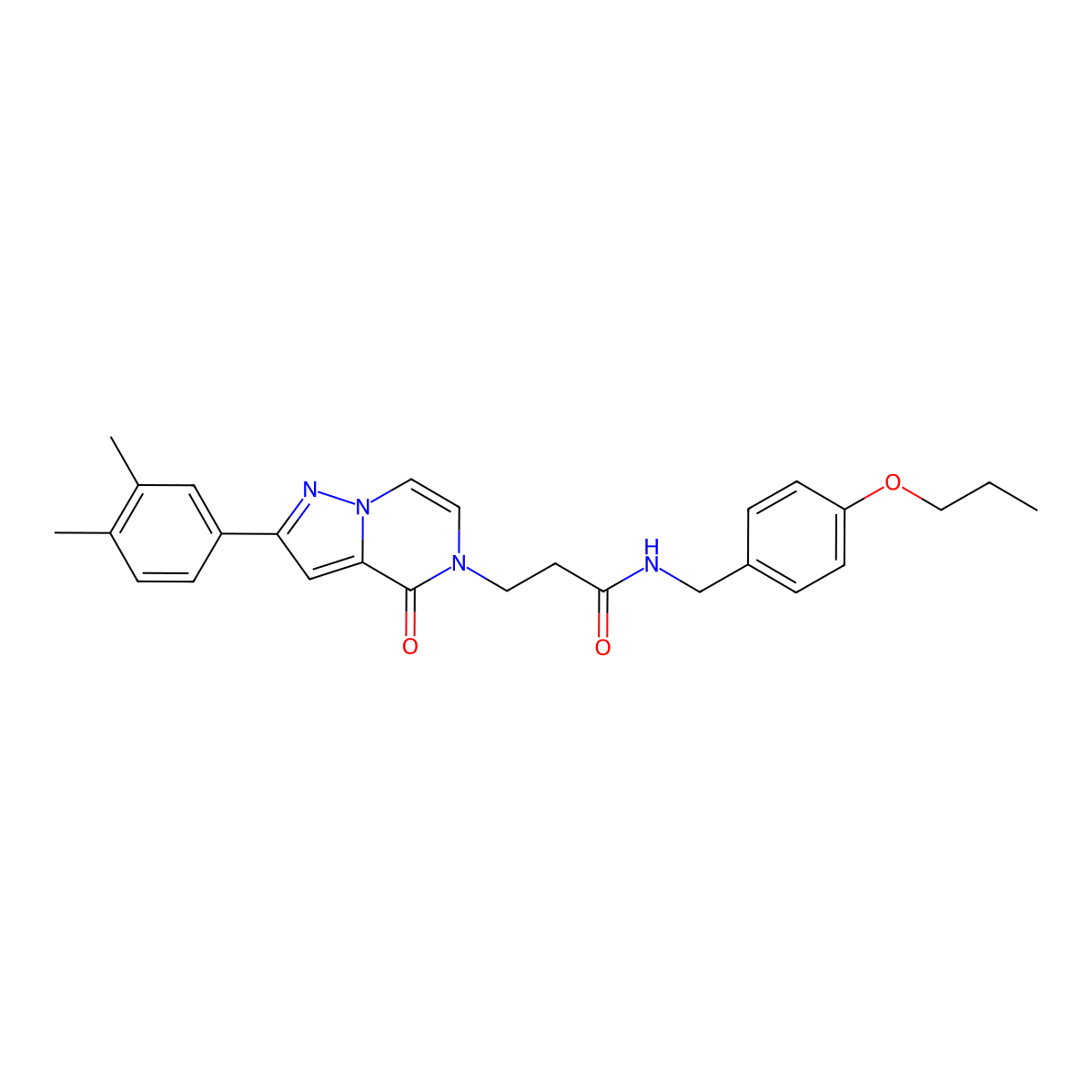 3-[2-(3,4-dimethylphenyl)-4-oxopyrazolo[1,5-a]pyrazin-5(4H)-yl]-N-(4-propoxybenzyl)propanamide molecular structure, CAS 1326901-01-2