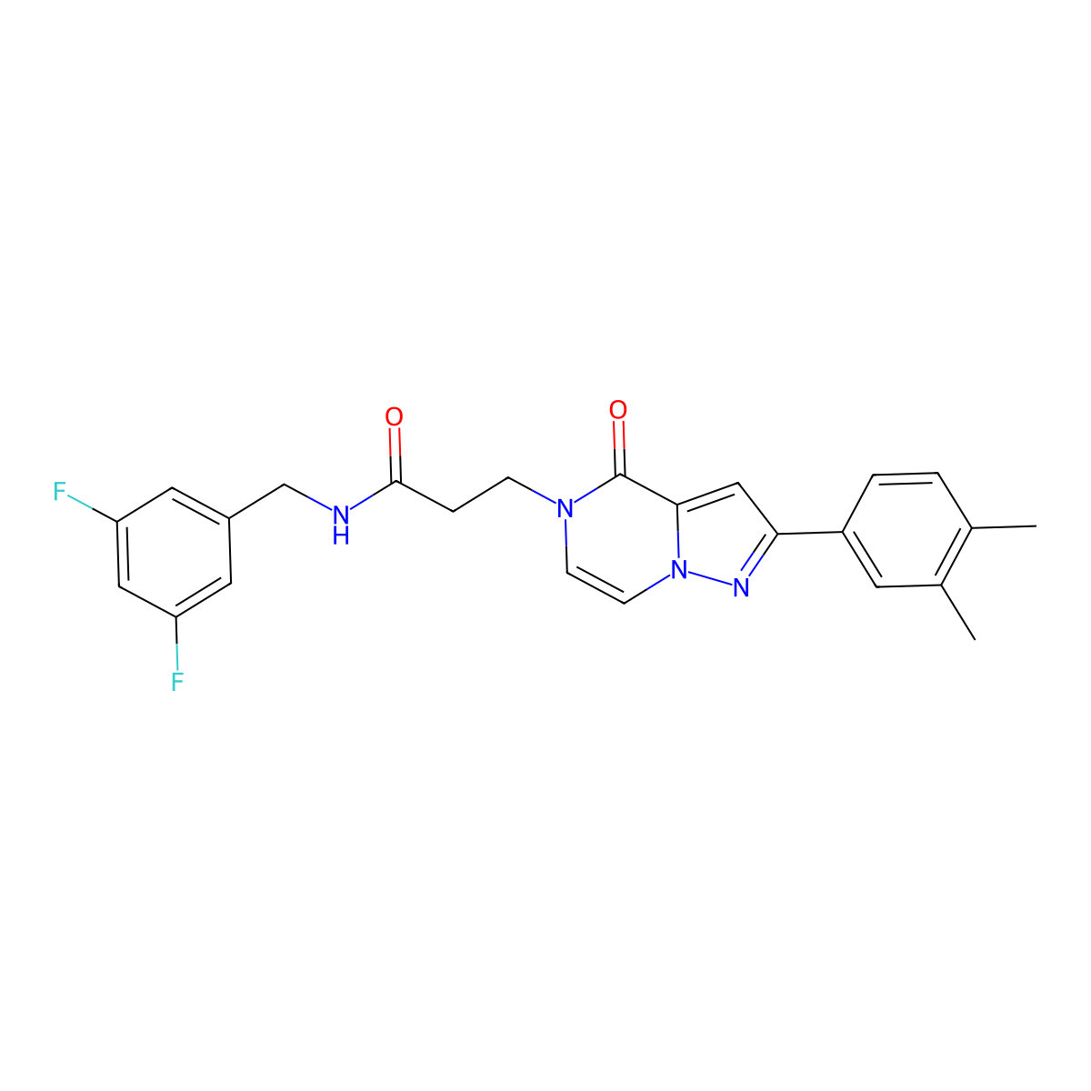 N-(3,5-difluorobenzyl)-3-[2-(3,4-dimethylphenyl)-4-oxopyrazolo[1,5-a]pyrazin-5(4H)-yl]propanamide molecular structure, CAS 1326901-14-7