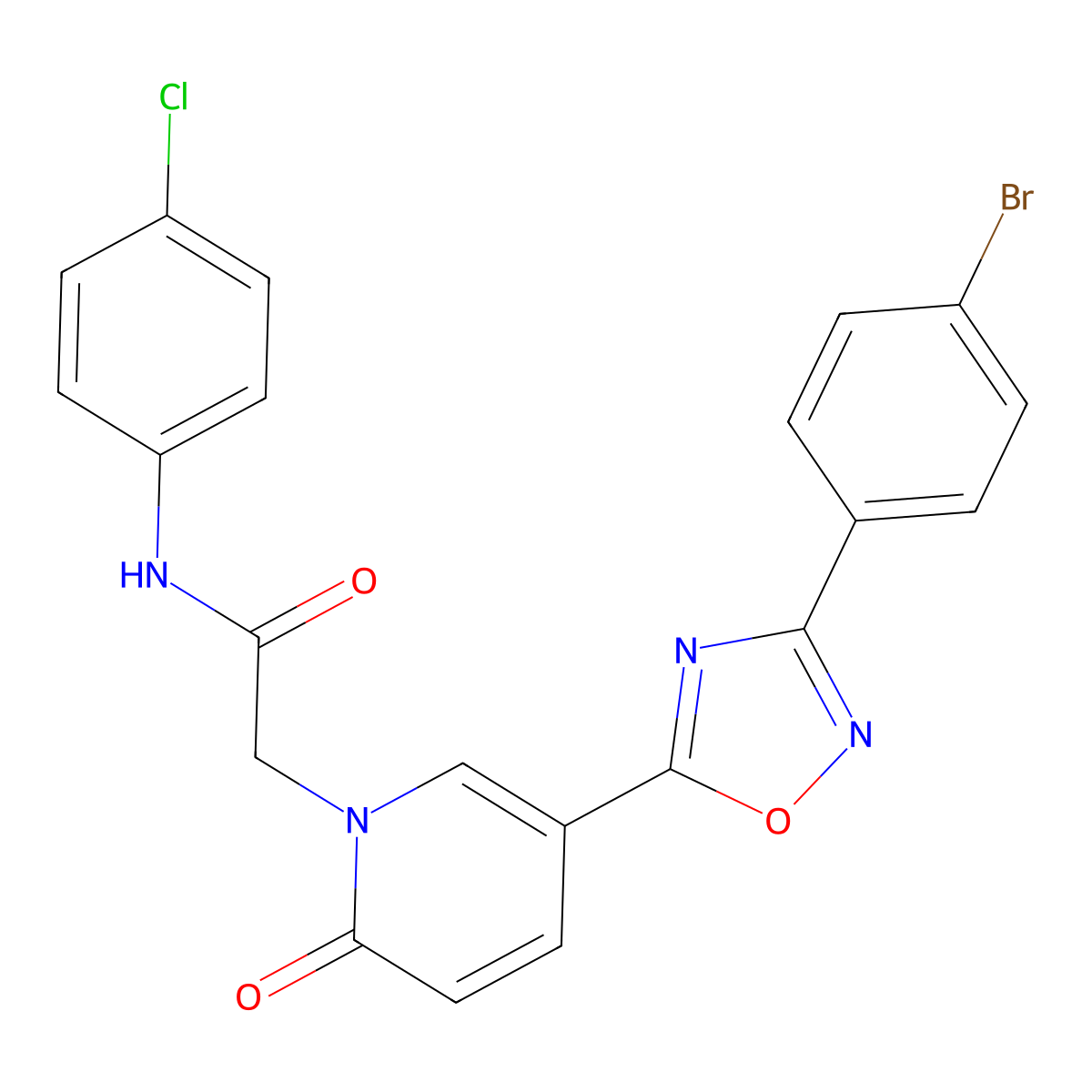 2-(5-(3-(4-bromophenyl)-1,2,4-oxadiazol-5-yl)-2-oxopyridin-1(2H)-yl)-N-(4-chlorophenyl)acetamide molecular structure, CAS 1326901-15-8