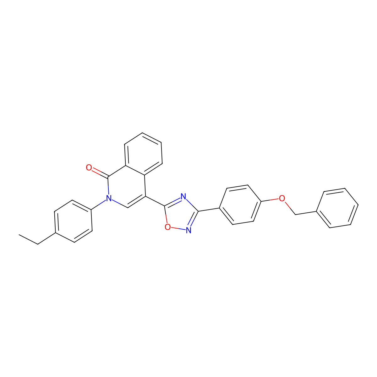 4-{3-[4-(benzyloxy)phenyl]-1,2,4-oxadiazol-5-yl}-2-(4-ethylphenyl)isoquinolin-1(2H)-one molecular structure, CAS 1326901-30-7