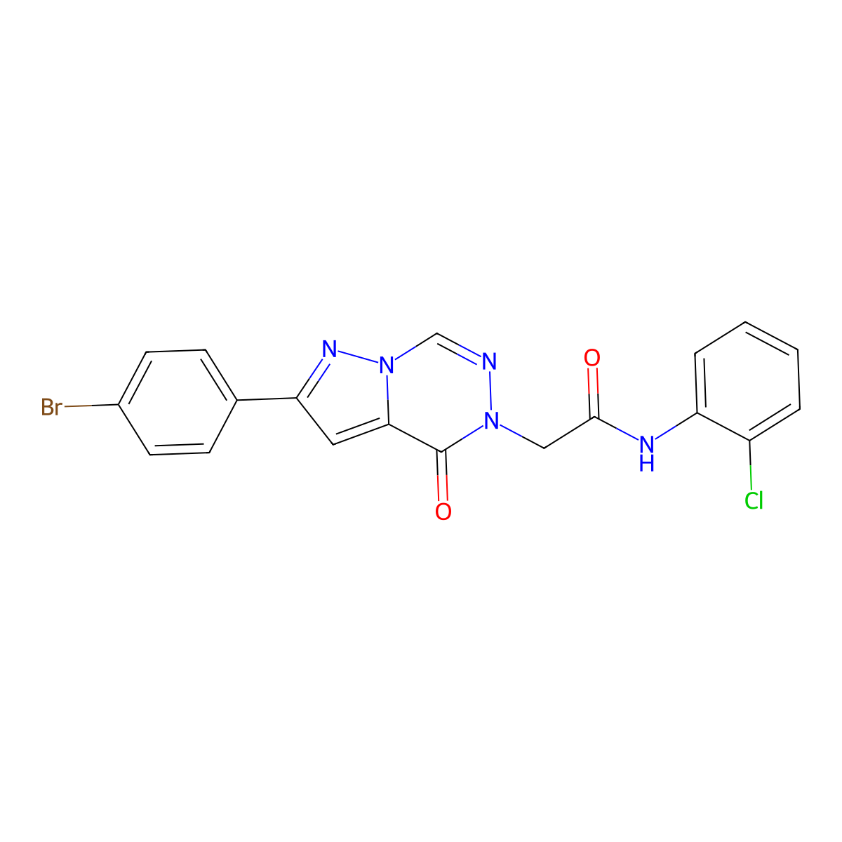 2-[2-(4-bromophenyl)-4-oxo-4H,5H-pyrazolo[1,5-d][1,2,4]triazin-5-yl]-N-(2-chlorophenyl)acetamide molecular structure, CAS 1326901-53-4