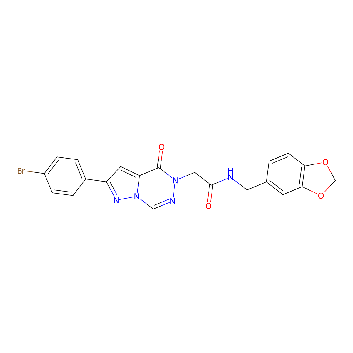 N-[(2H-1,3-benzodioxol-5-yl)methyl]-2-[2-(4-bromophenyl)-4-oxo-4H,5H-pyrazolo[1,5-d][1,2,4]triazin-5-yl]acetamide molecular structure, CAS 1326901-56-7