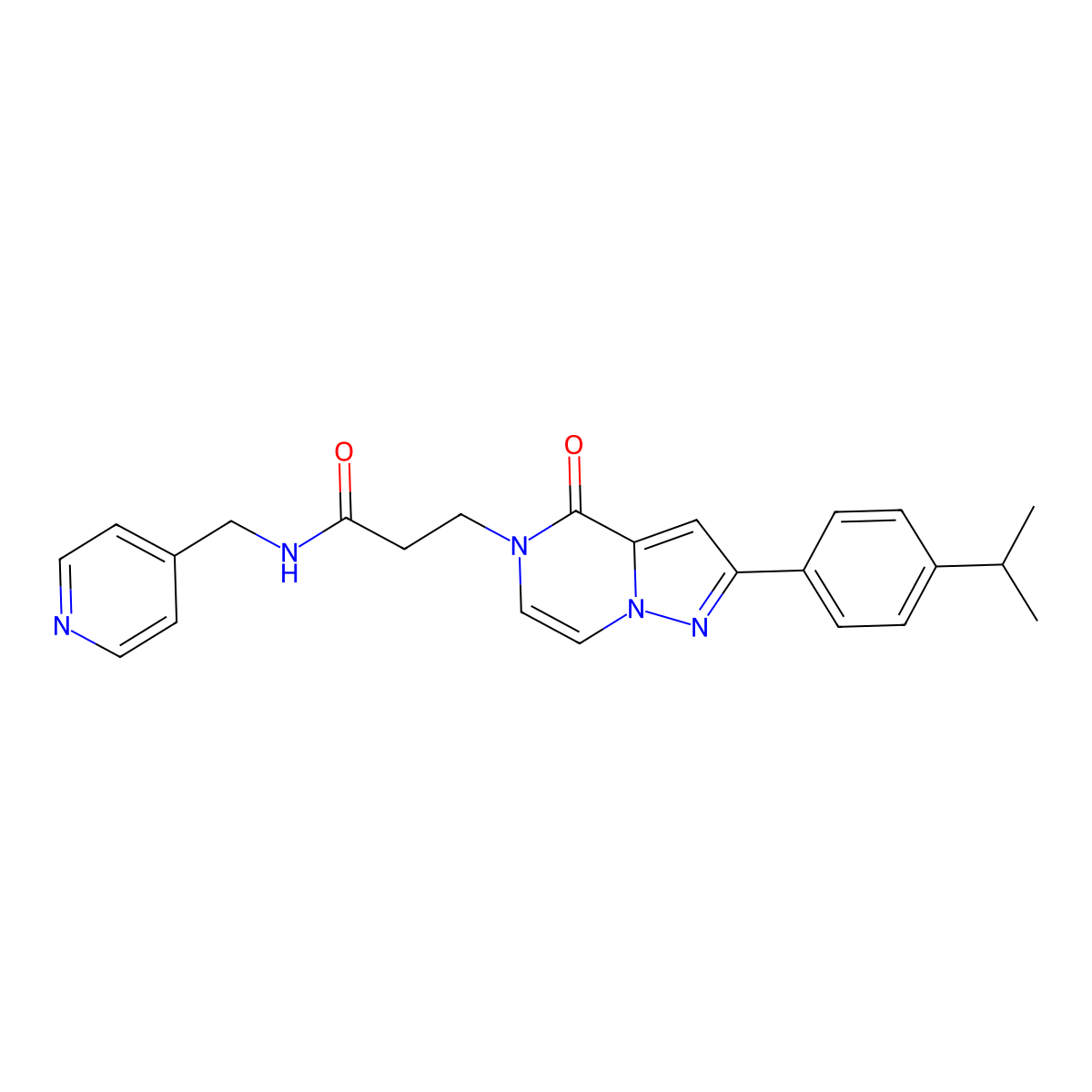 3-{4-oxo-2-[4-(propan-2-yl)phenyl]pyrazolo[1,5-a]pyrazin-5(4H)-yl}-N-(pyridin-4-ylmethyl)propanamide molecular structure, CAS 1326901-58-9